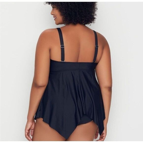Birdsong Plus Size 20W Black Eco Onyx Sharkbite Underwire Tankini Swim Top Plus - Picture 5 of 13